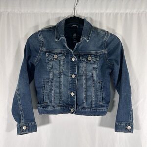 Gap Jean Jacket Girls Kids Medium Medium Wash Denim Snap Pockets Long Sleeve